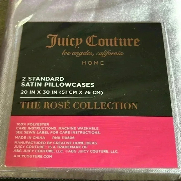 Juicy Couture Home The Rose Collection Standard Purple Satin Pillowcases Set - Picture 4 of 5